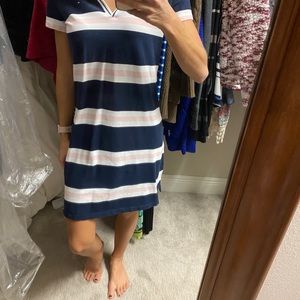 Blue, white and pink dress